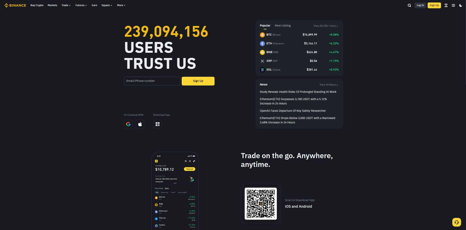 binance titulinis puslapis